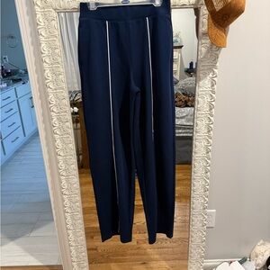 SPANX Navy Track Pants with White Accents